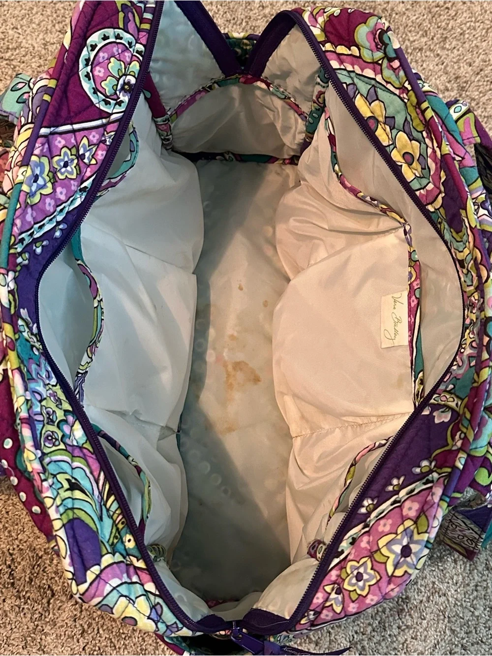 Vera Bradley Quilted Paisley Diaper Bag in Purple, Teal and Yellow